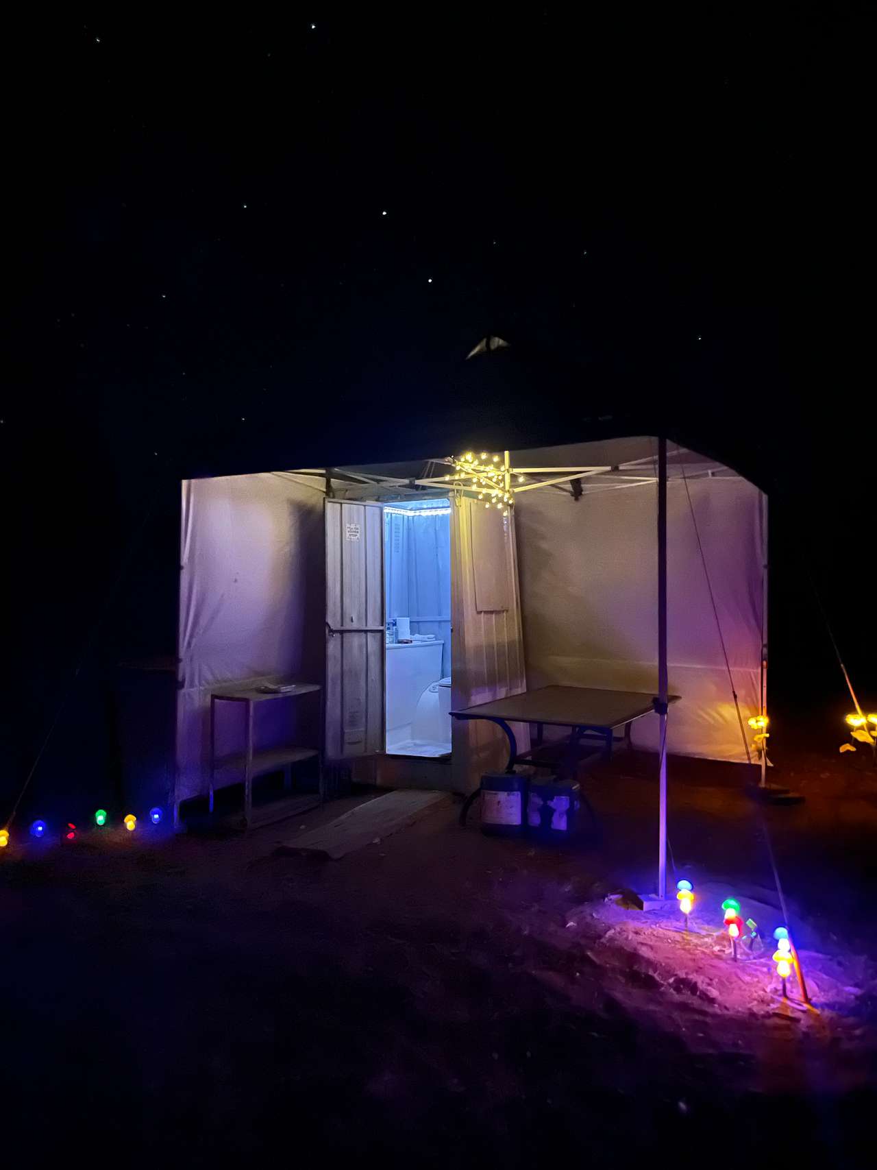 A few solar lights to help out with nighttime ablutions.