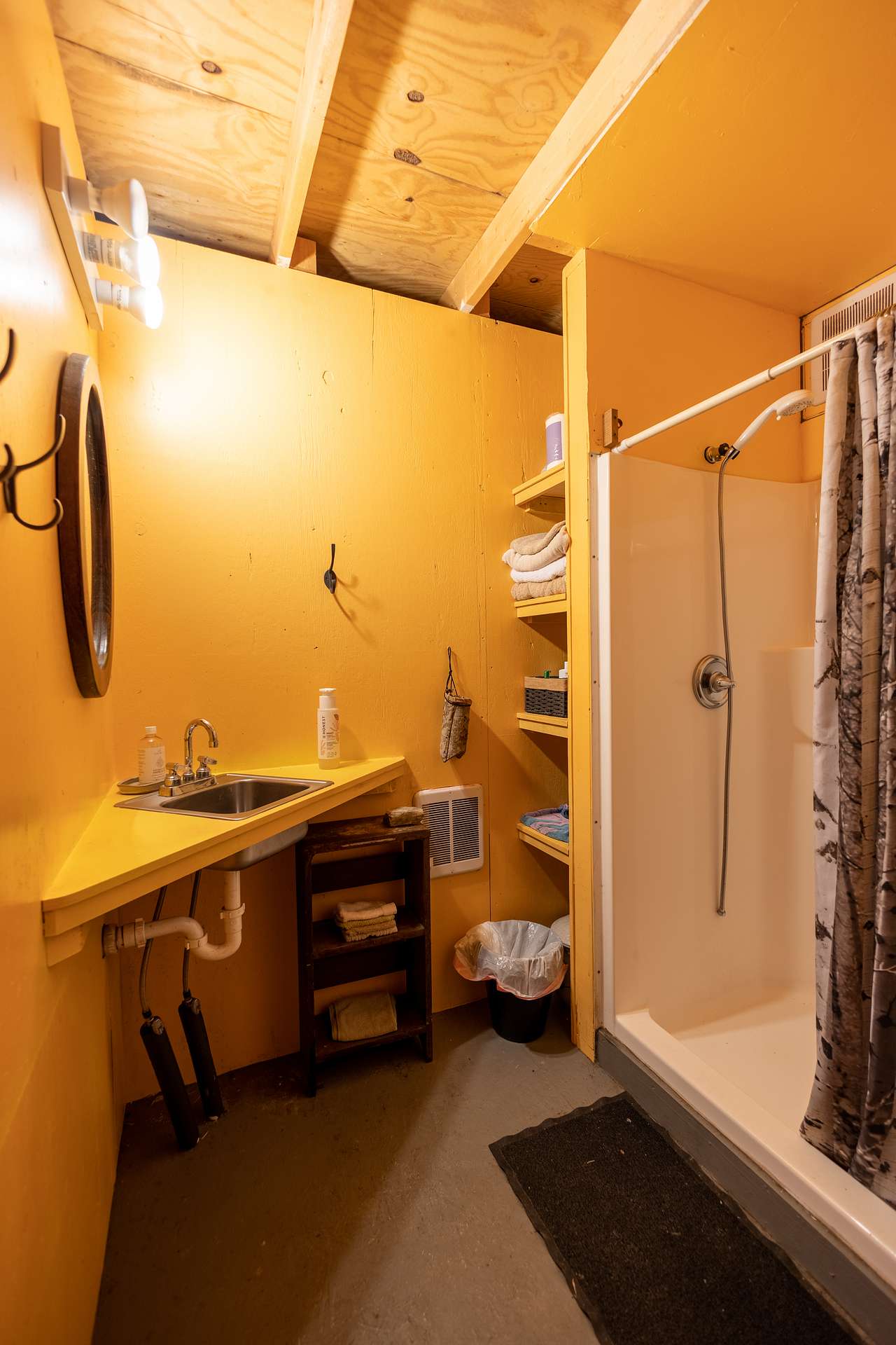Shower room inside the barn.