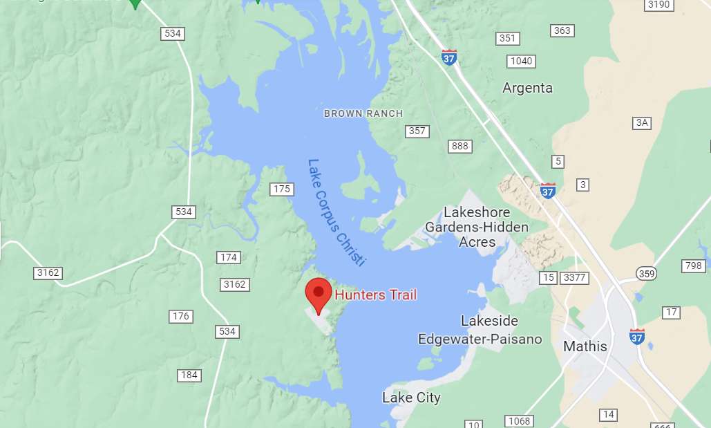 Lake Corpus Christi terrain map