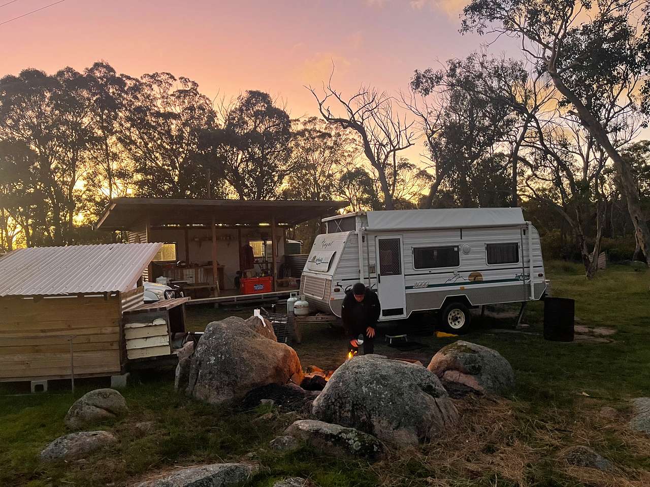 Sunset over camp