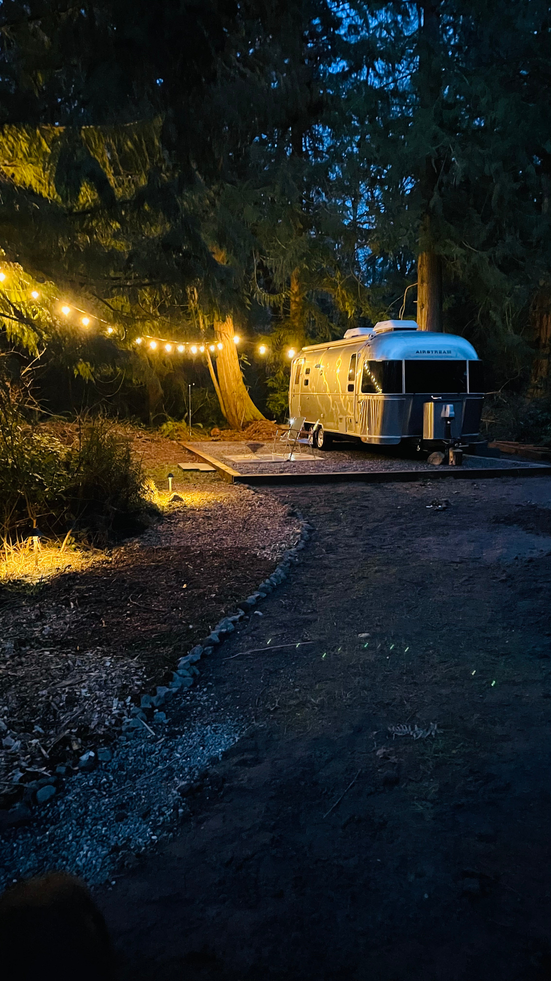View from the house path towards the airstream.