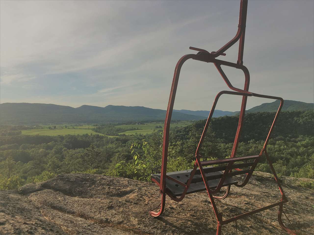 Half mile hike up to chairlift overlooking Adirondack Mountains