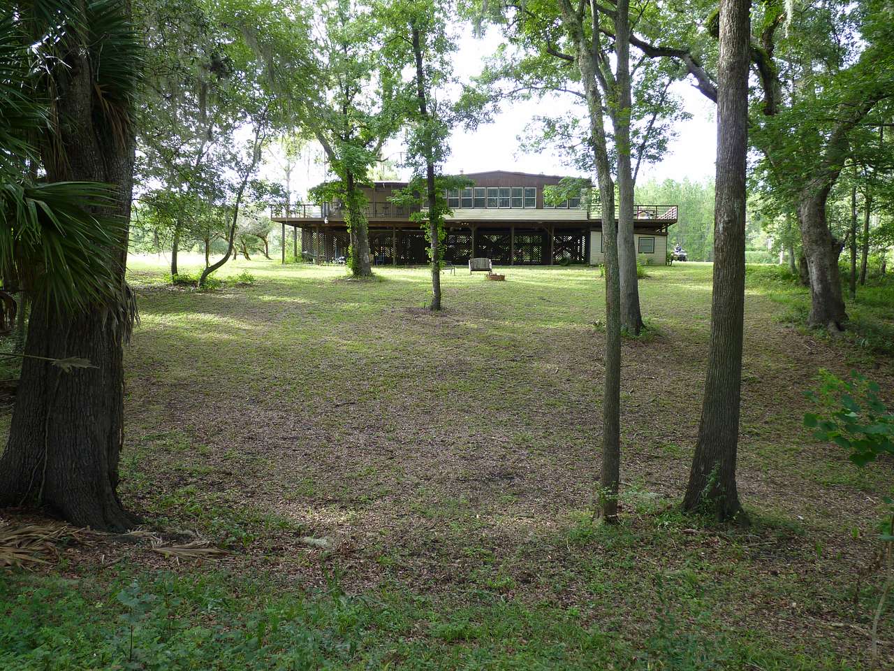 The back yard with the river to my back