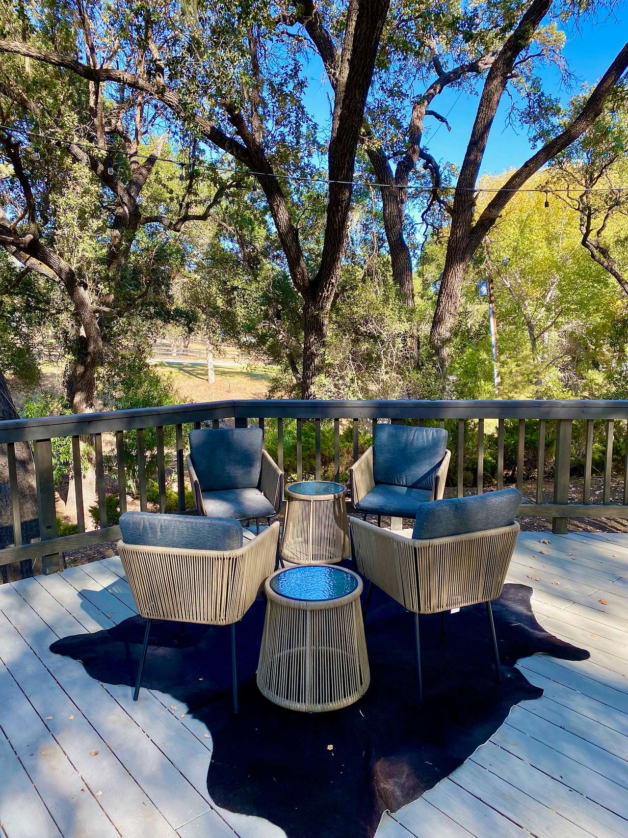 Common Space for Wifi and cell service on the deck at the log cabin