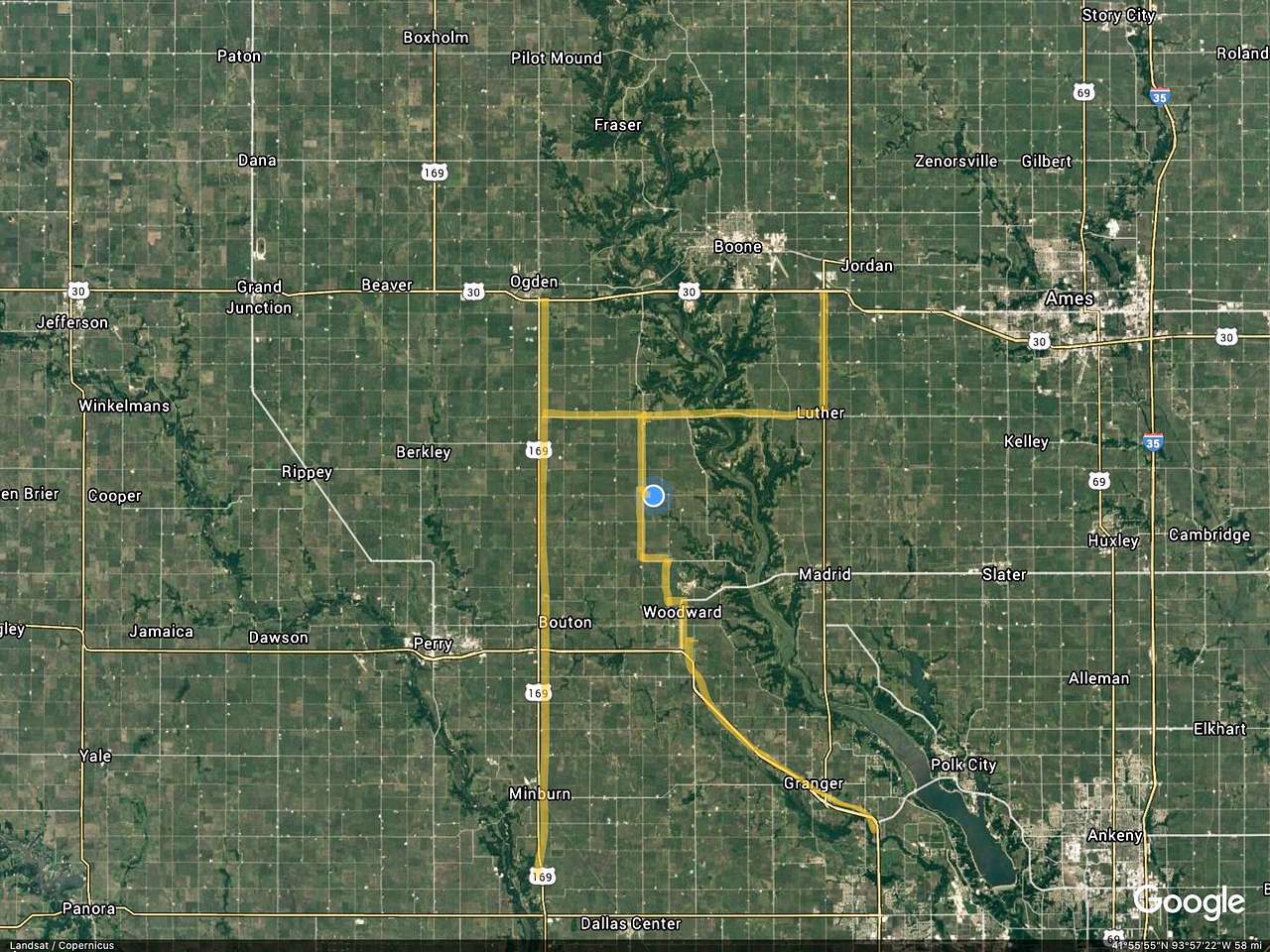 Blue dot is site.
