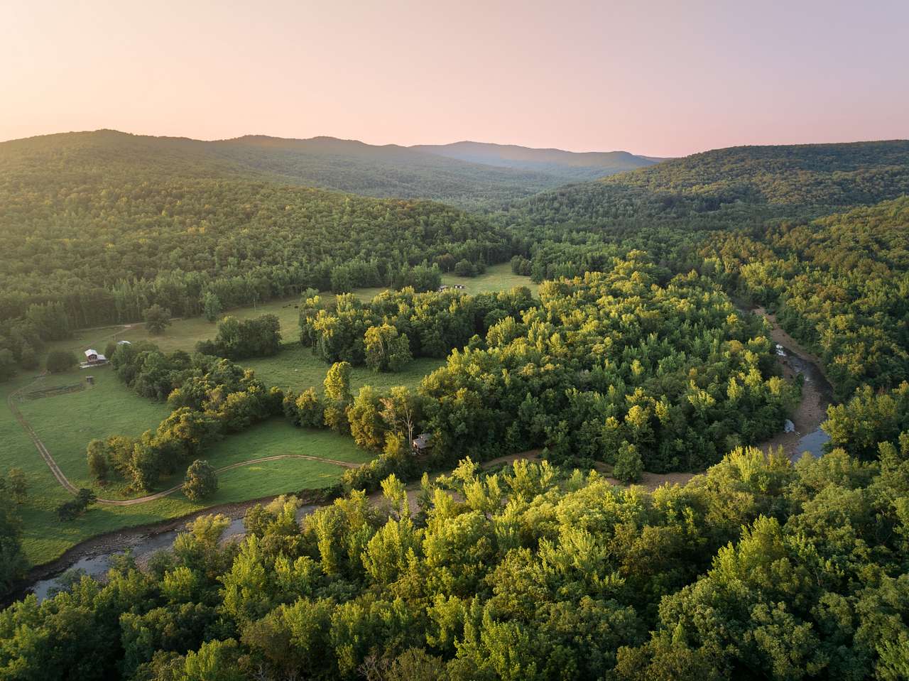 Aerial photo of Little Mulberry Vacation Rentals. 