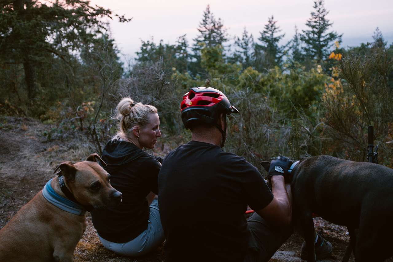 Enjoying the sunset with our hosts!