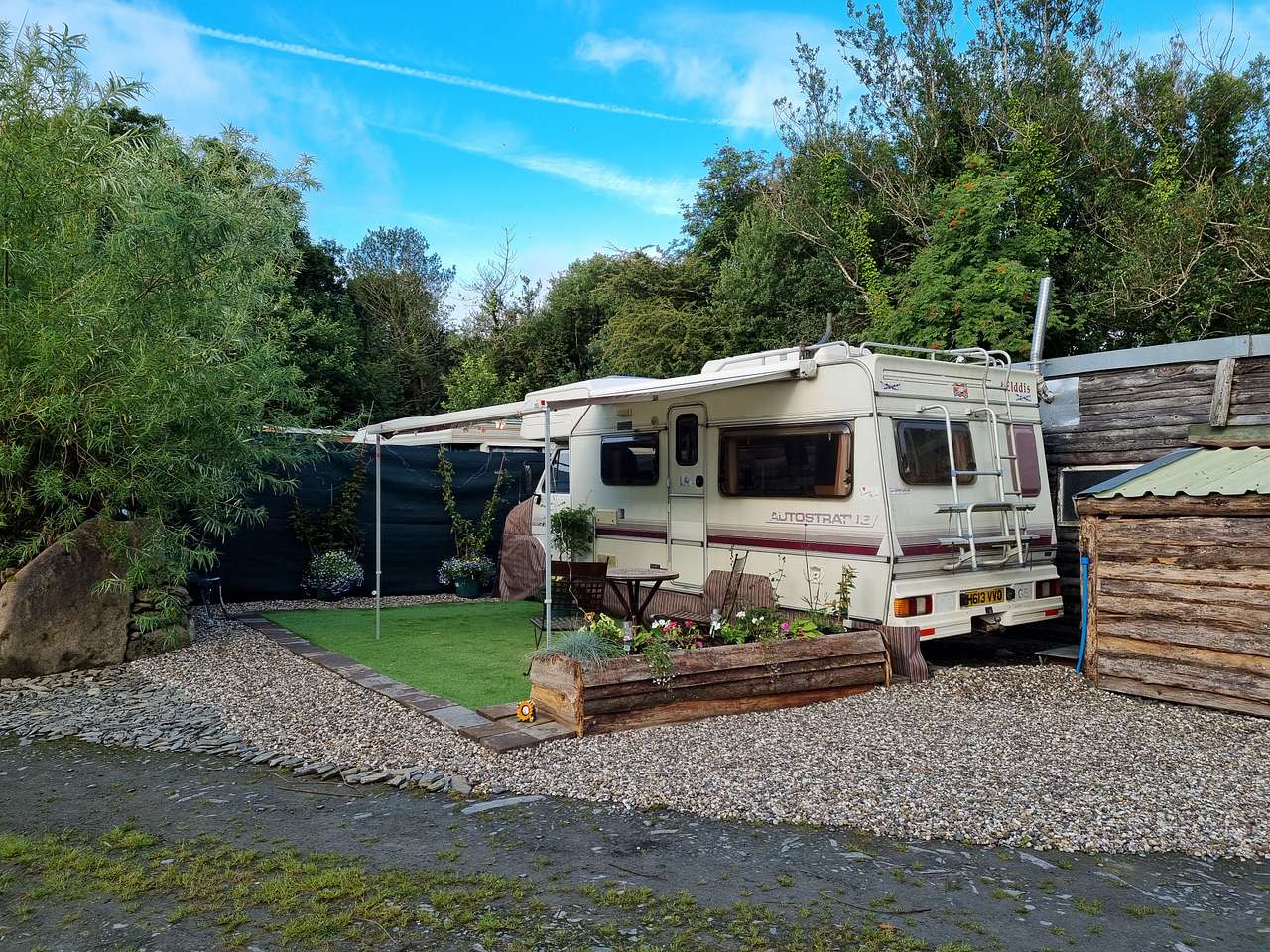 Home from home with your car park right on the door step, with a covered patio and table and chairs.
