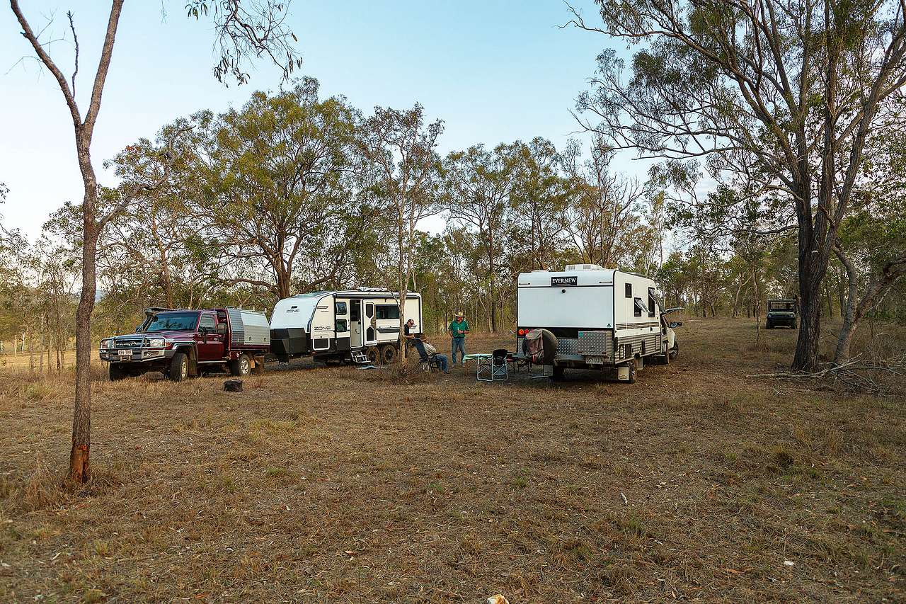 Large, grassed campsite with beautiful views of the surrounding mountains