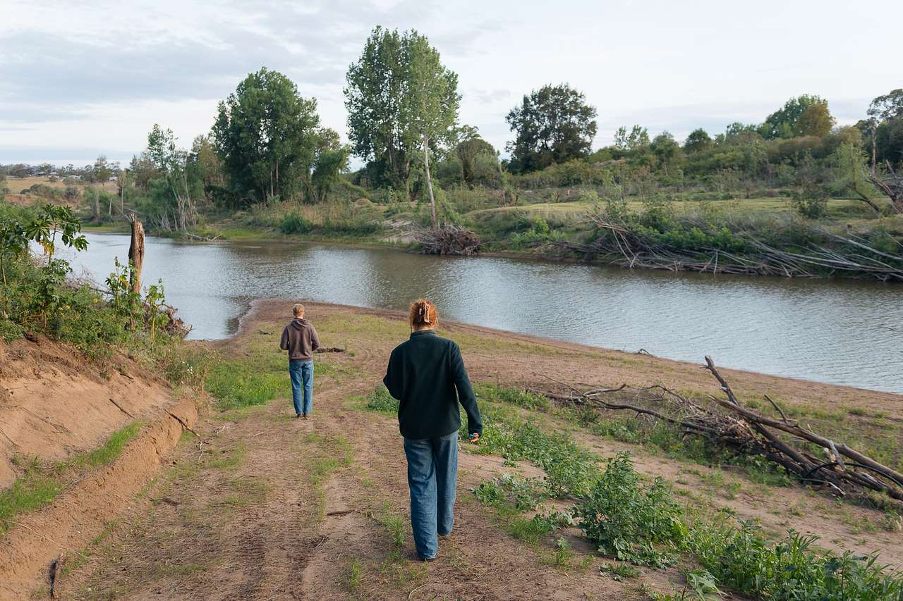 Walking down to the river