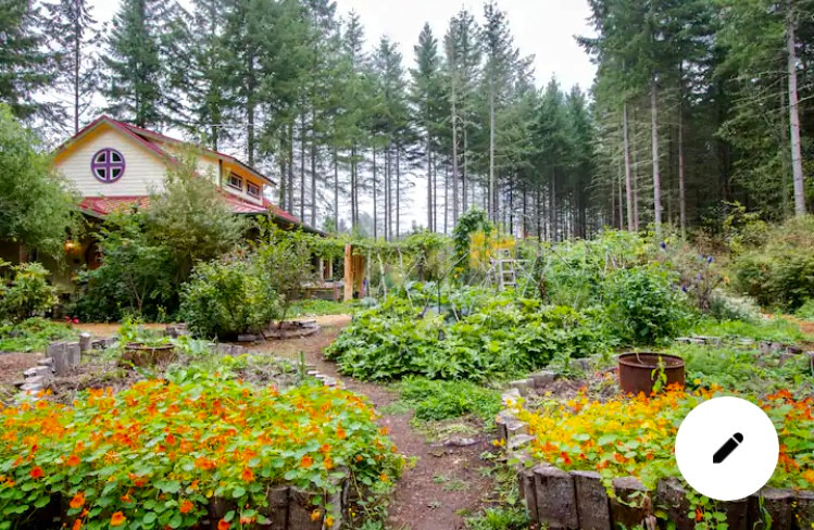 The main house. You are welcome to come visit, sit or stroll in the garden or visit the fire pit. 