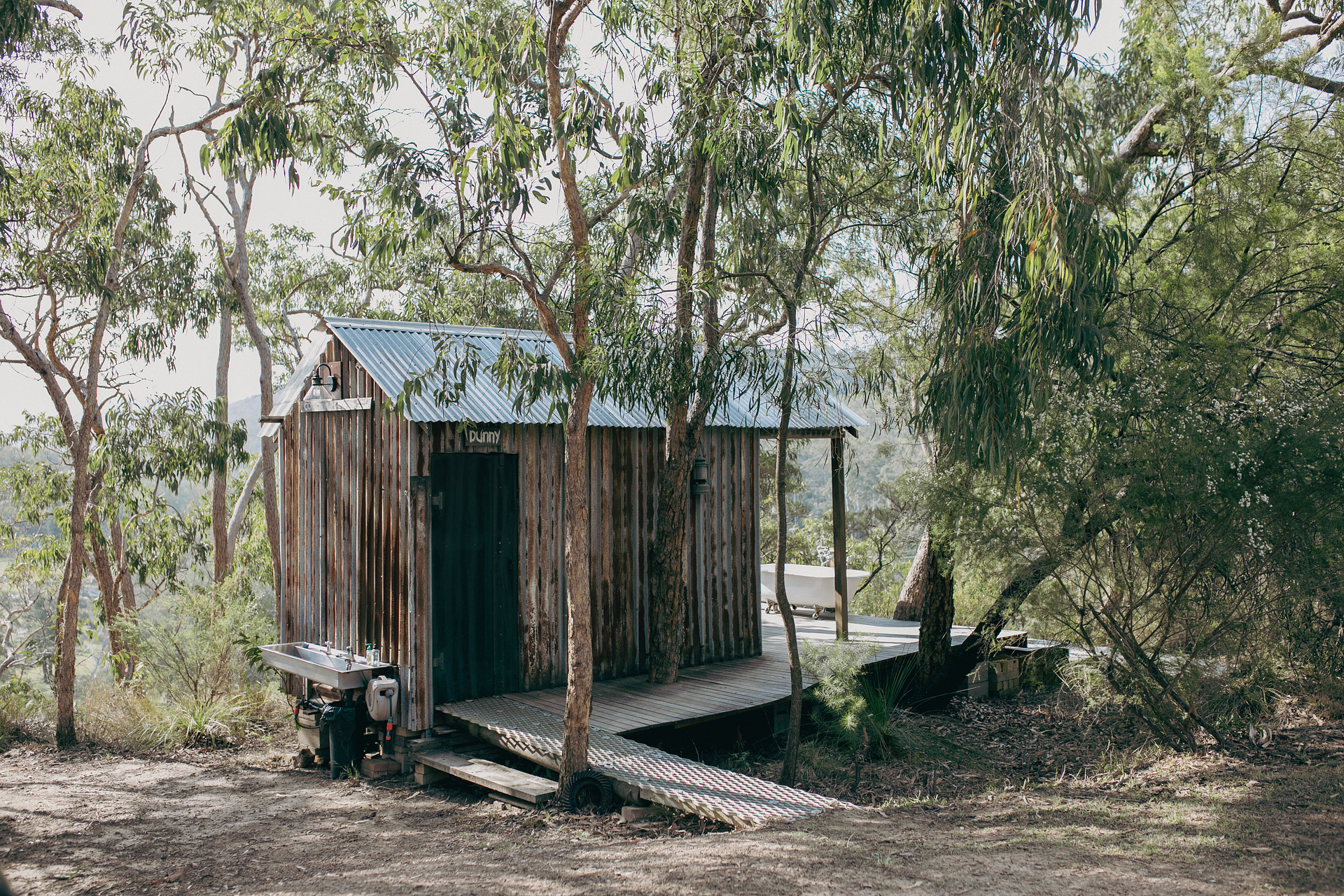 The cabin where the bathroom is located