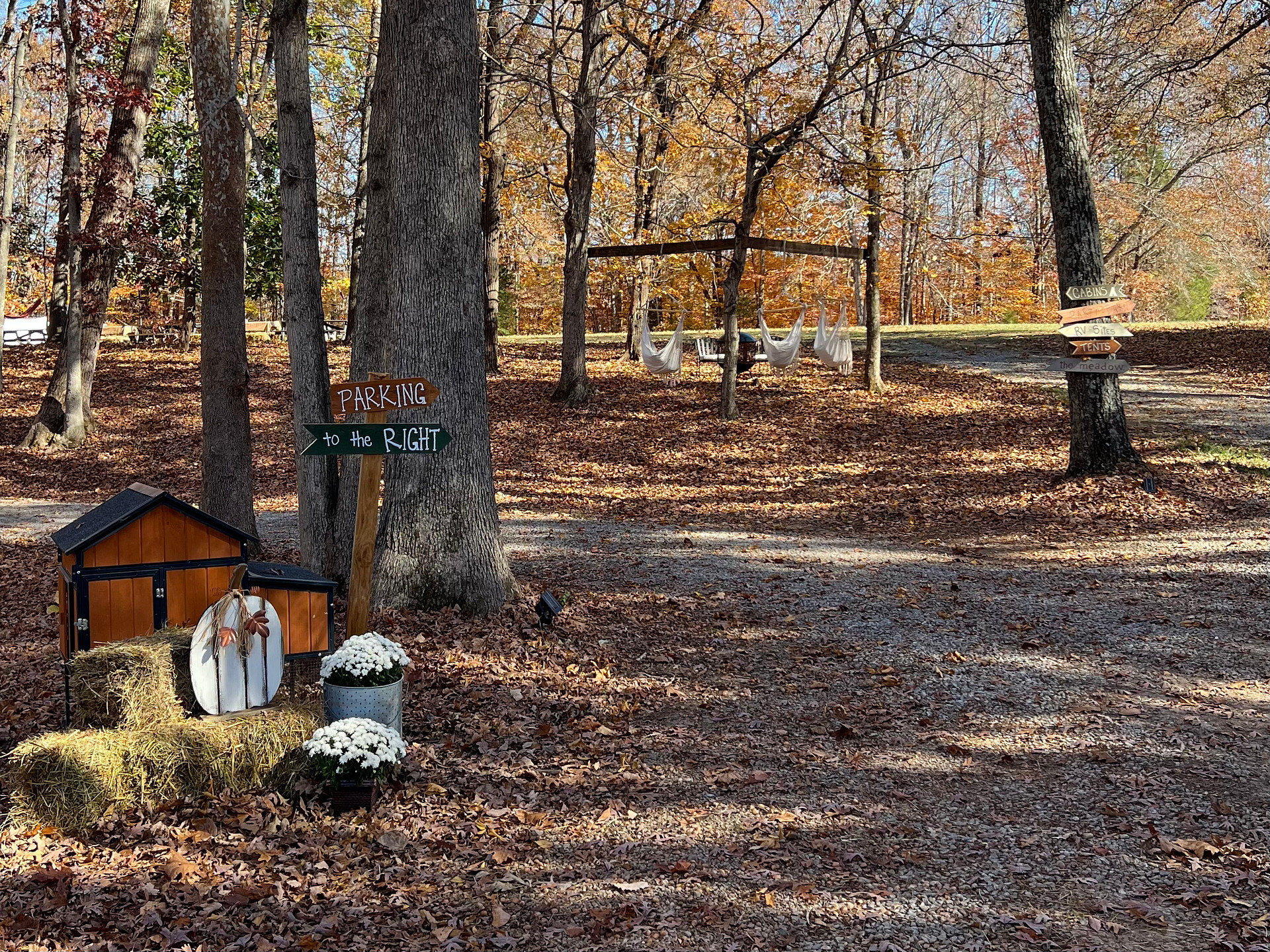 Clear, wide gravel driveways help guide you easily to your site.