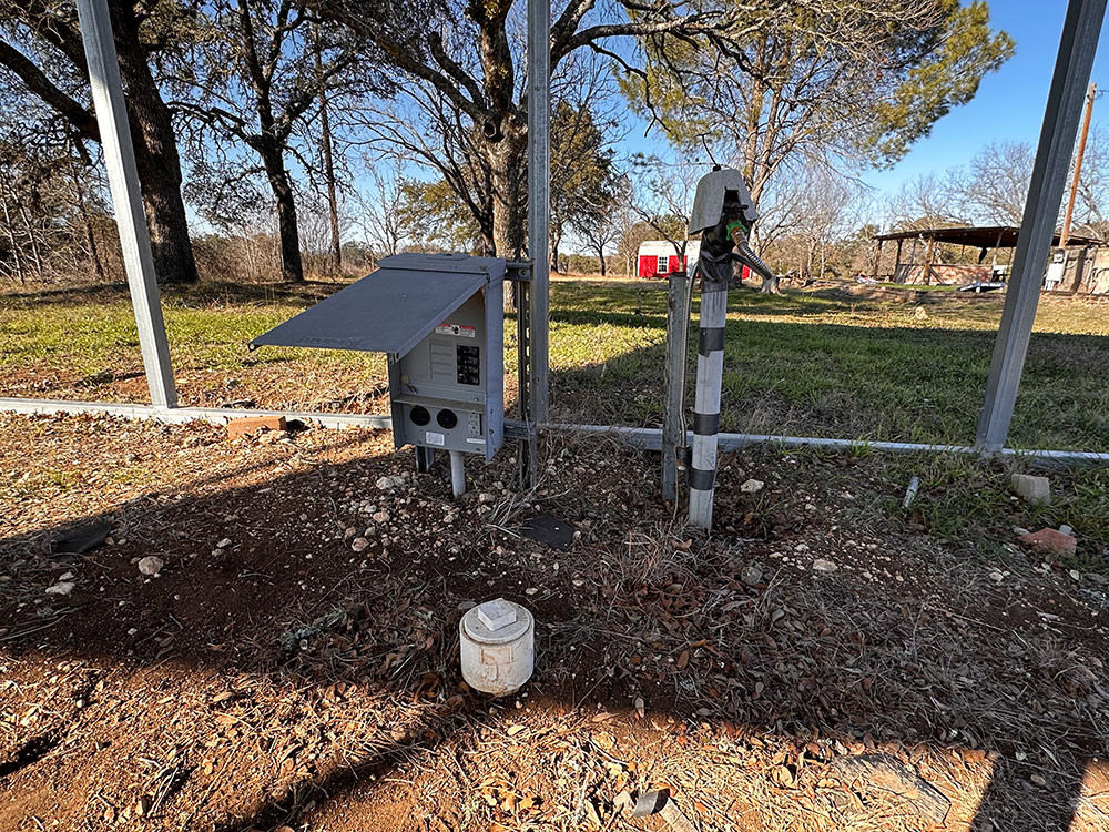 Electrical hookup, rainwater hookup, and cleanout