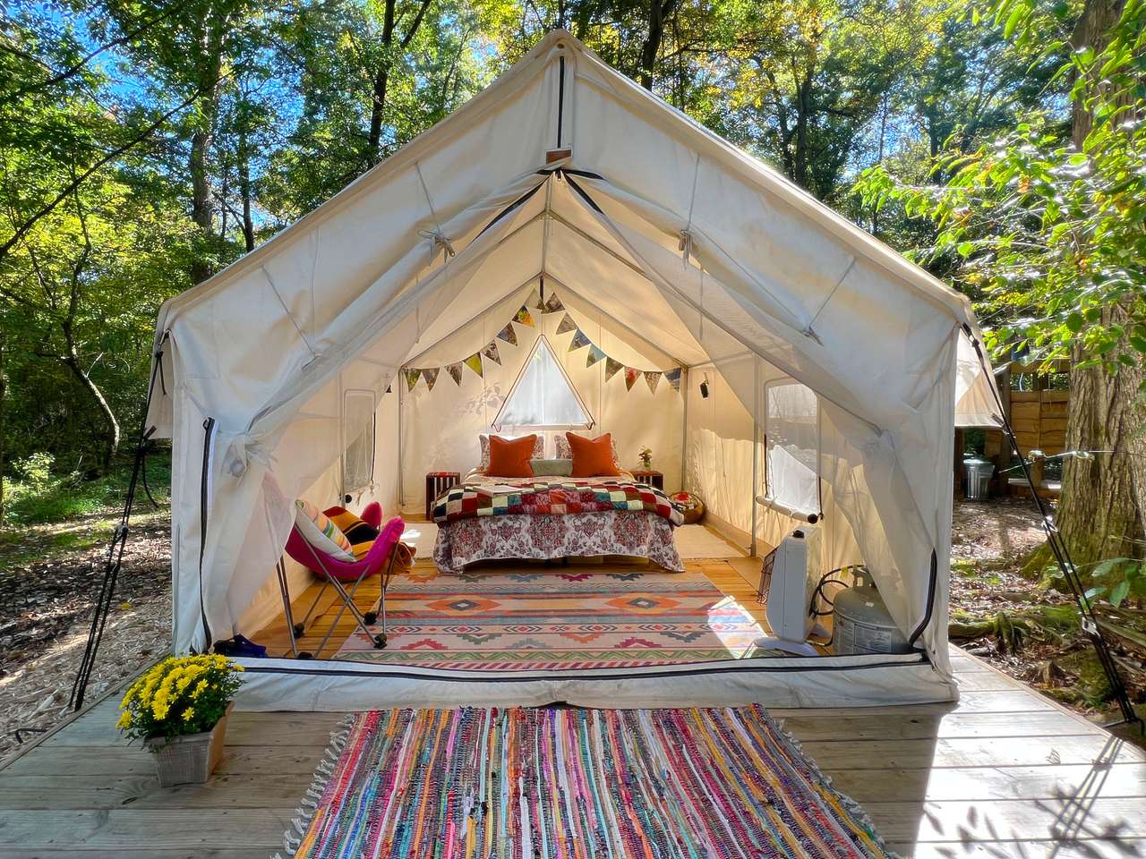 The tent is always ready for you with clean and comfortable bedding. Please, no smoking or vaping of any kind inside the tent. 
