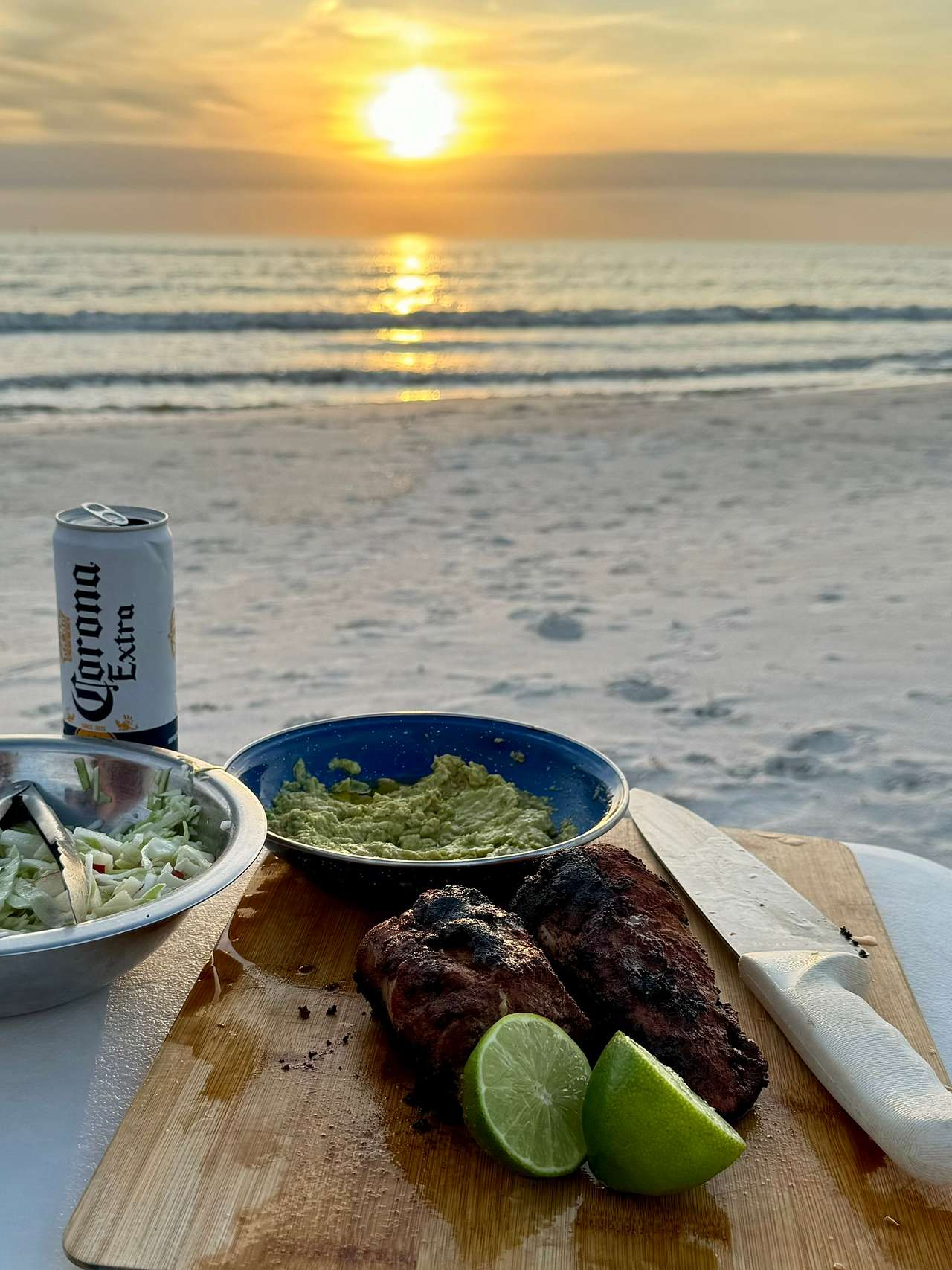 Easy parking right on the beach for a sunset dinner set up. Just a couple of blocks from the site!