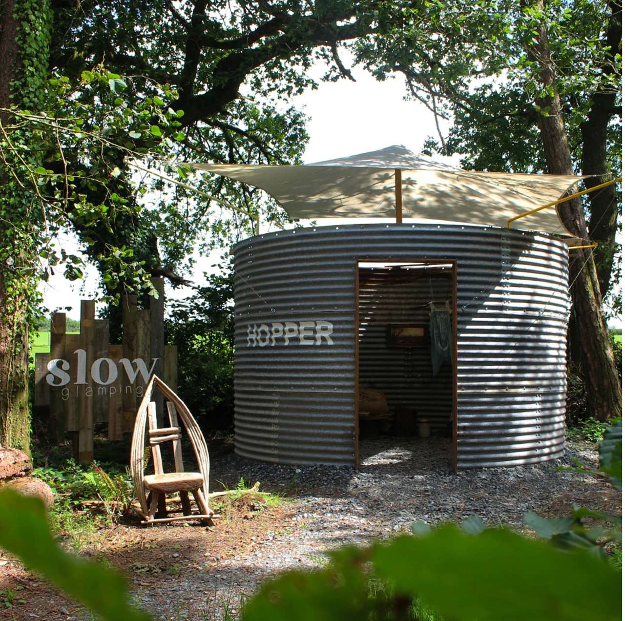 Private woodland in a shepherds hut
