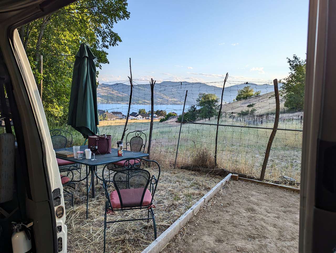 Secluded goat pasture and lake view