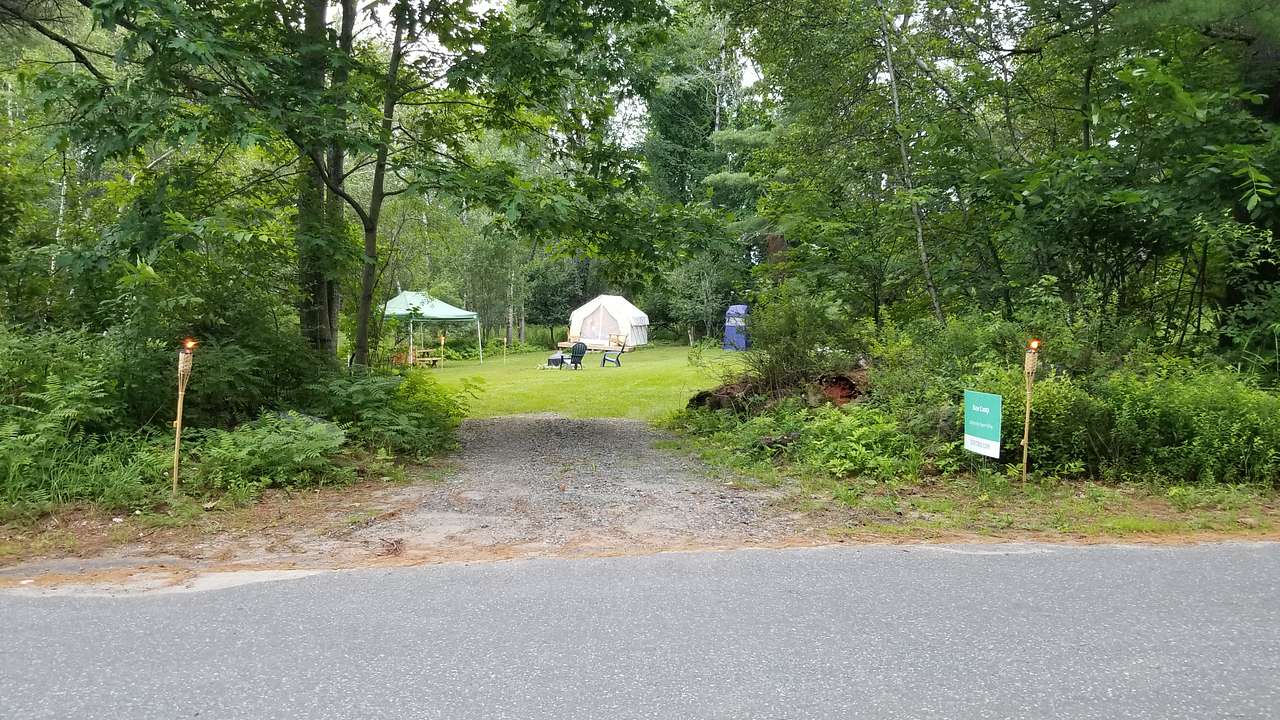 Easy access! Base Camp is located immediately off Roberts Road. Drive right up to your tent.