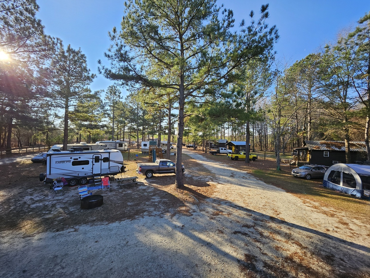 View of RV center loop and cabins