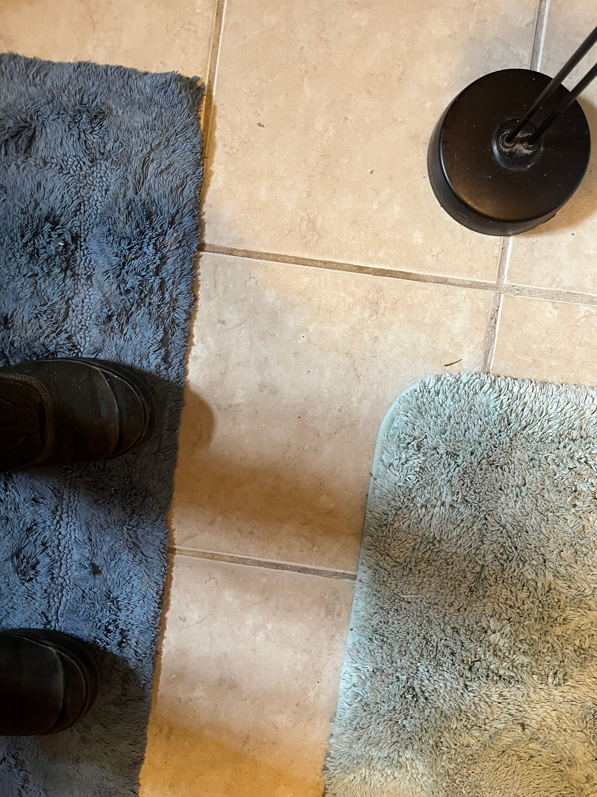 See the variation in grout color?  I’ll keep scrubbing. The bathroom is 75 years old.. new pipes, faucets shower head.. old tiles