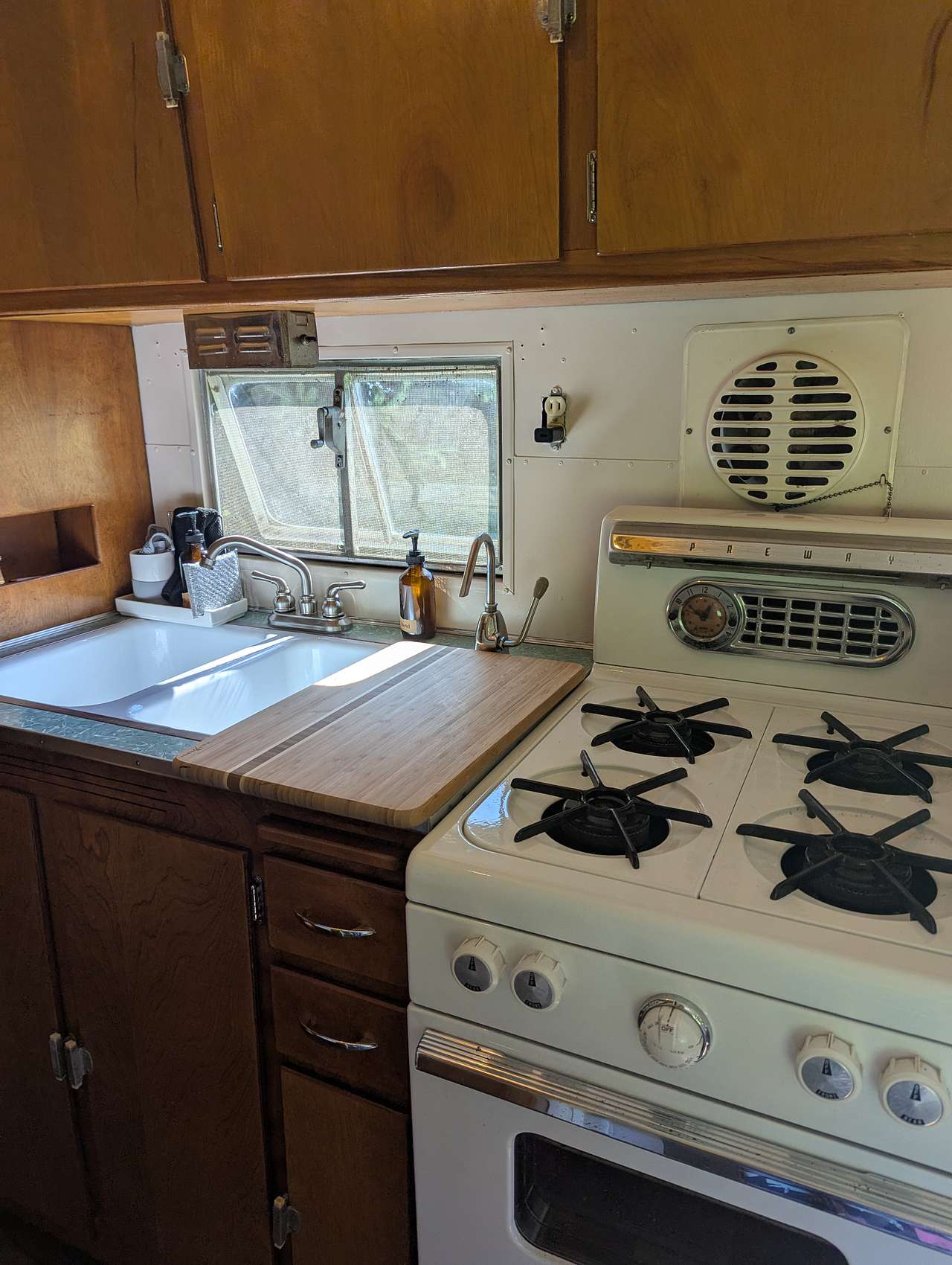 Kitchenette with functioning original stove. It's the darn cutest thing!!
All-natural cleaning products.