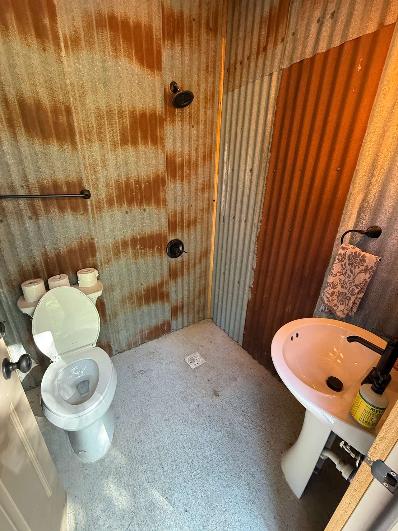 Forest camp with indoor bathroom