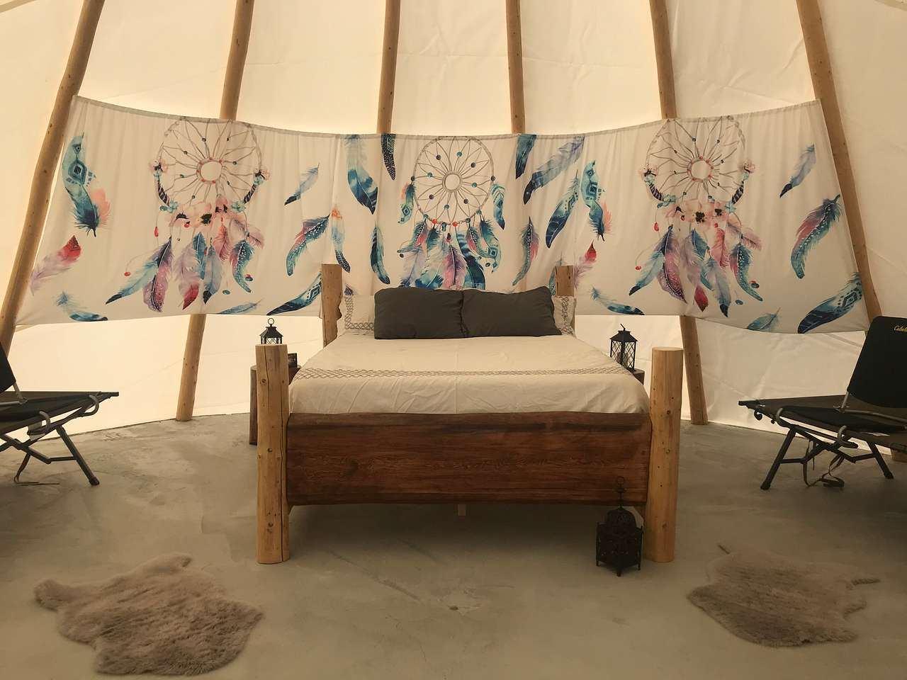 Homemade log queen size bed