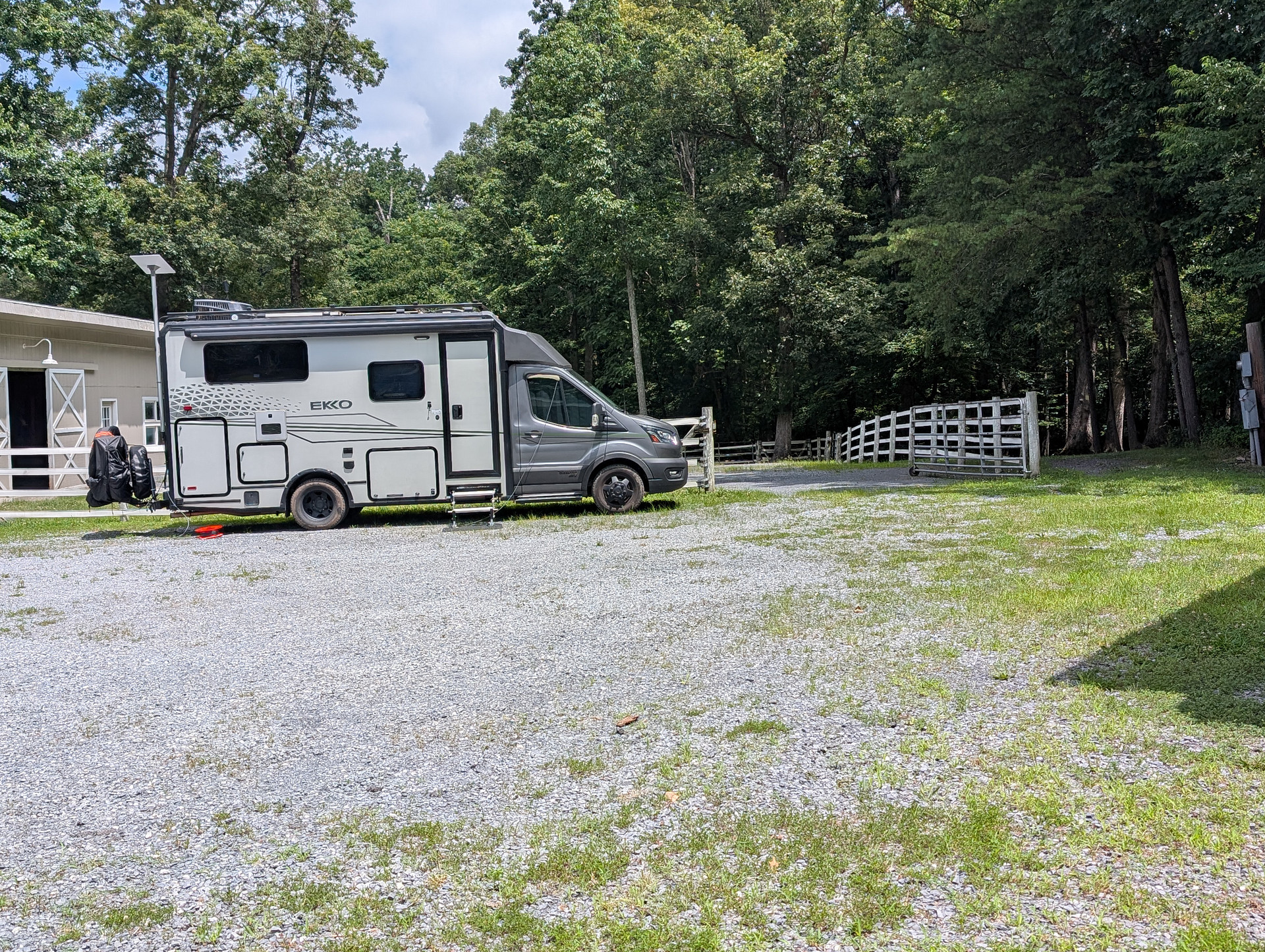 Parking spot by the house stalls and paddock