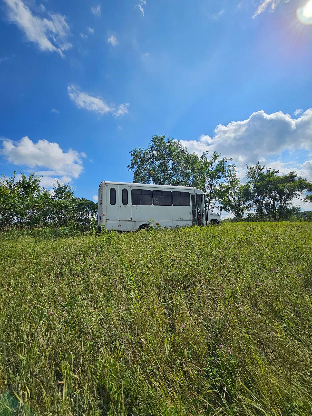 Bus on a hill