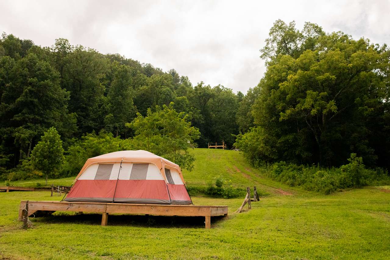 Platforms make it easy to set up your own tent for camping.