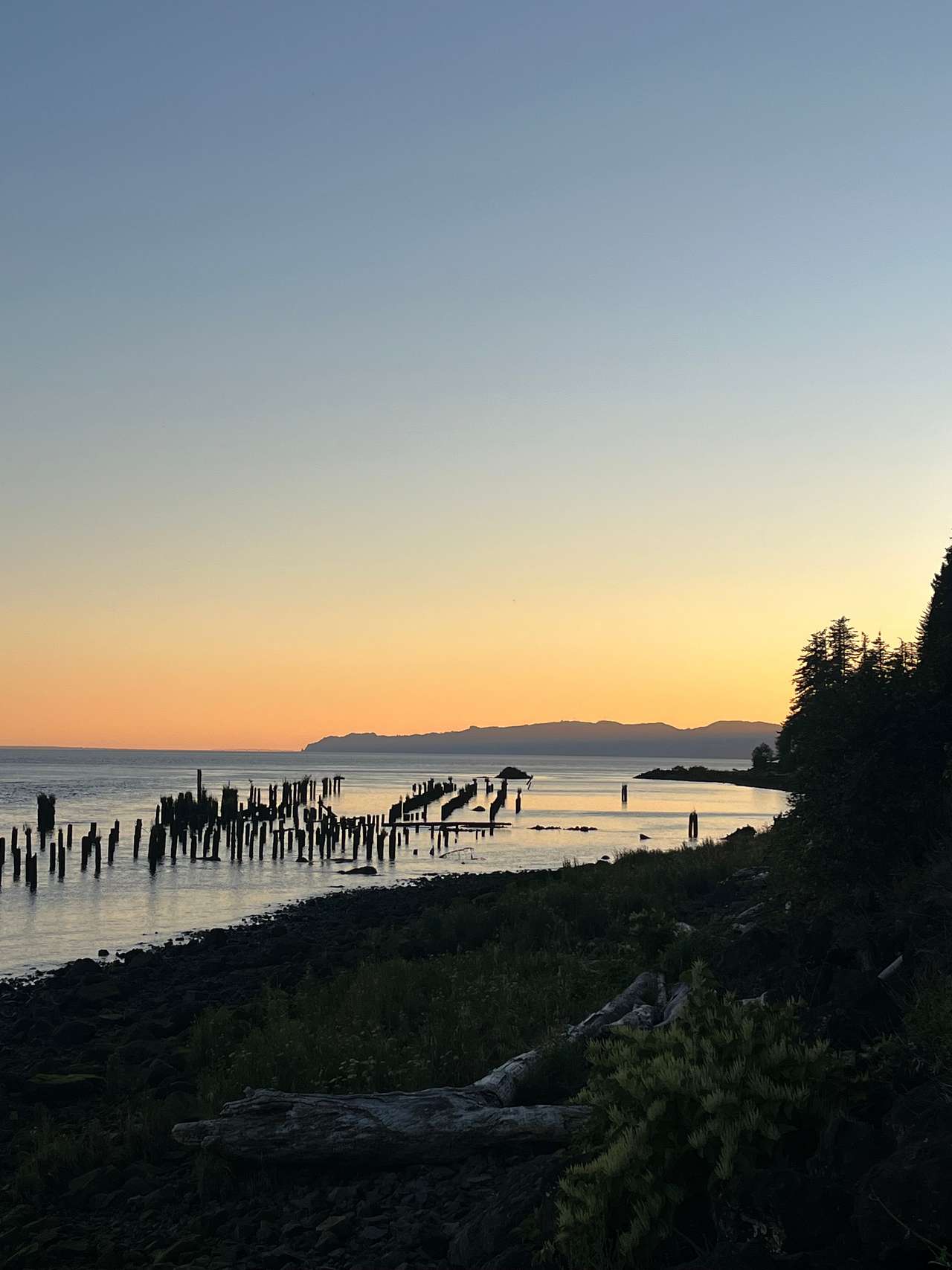 Sunset on the Columbia River at the shared beach