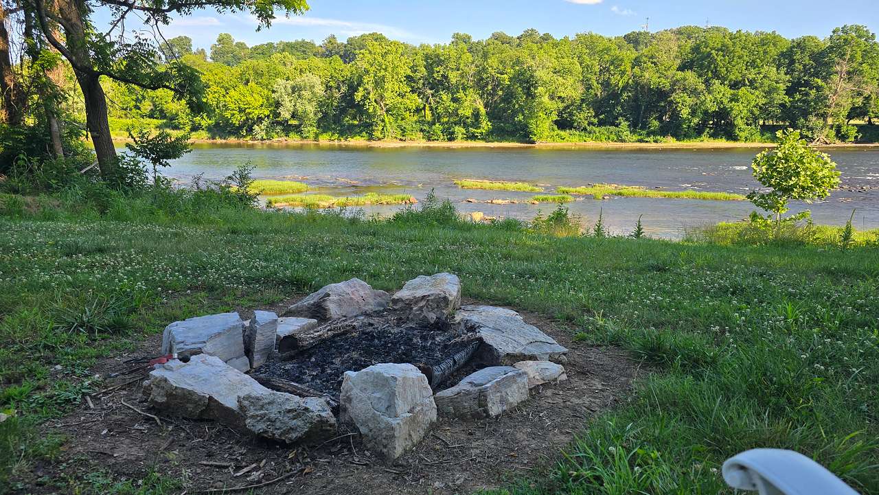 Community fire ring on the "beach"