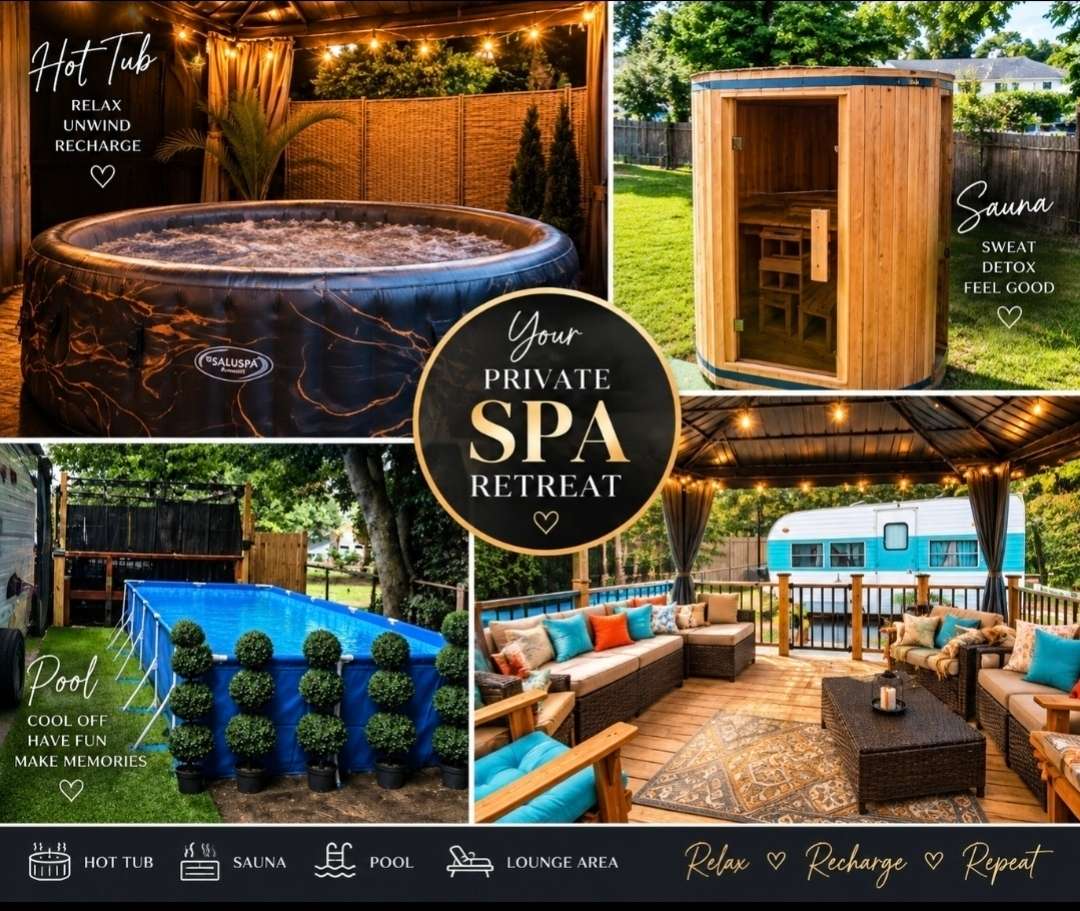 Backyard Glamping-Pool Spa Retreat