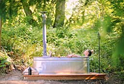 The most amazing outdoor hot tub heated with a wood stove. It was an incredibly beautiful relaxing experience.