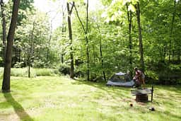 We picked a spot by the creek to set up our tent.