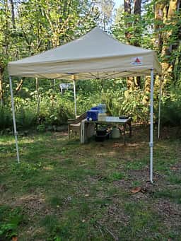 Pop up canopy with basic amenities 