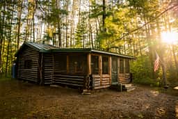 The cabin gets gorgeous evening light.