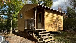 Updated for fall 2023! We are enclosed part of the deck to create additional sleeping space inside the cabin! New siding (more air tight- less drafty). Still working on it - cabin is open for farm stays!