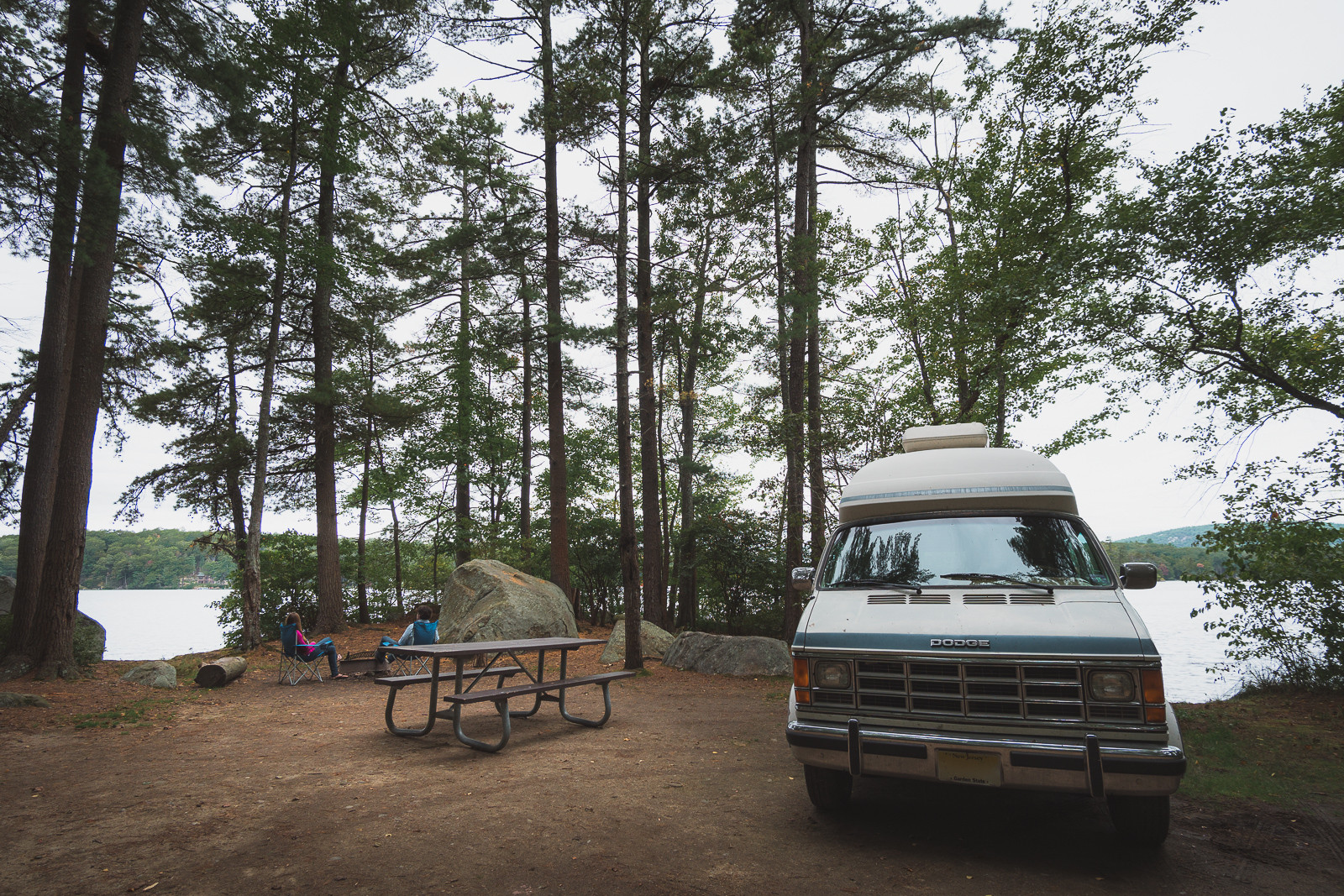Pawtuckaway State Park: site 43 and site 44 on Horse Head Island are both large private sites with direct lake access.